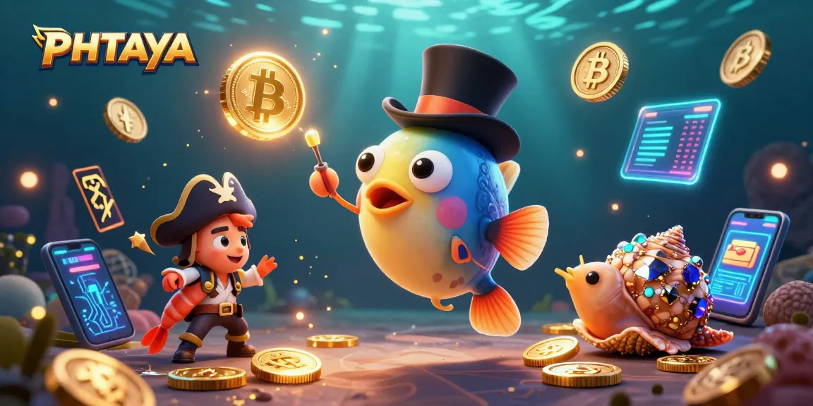 Engage with PHTAYA's vibrant 3D illustration featuring casino elements and characters.