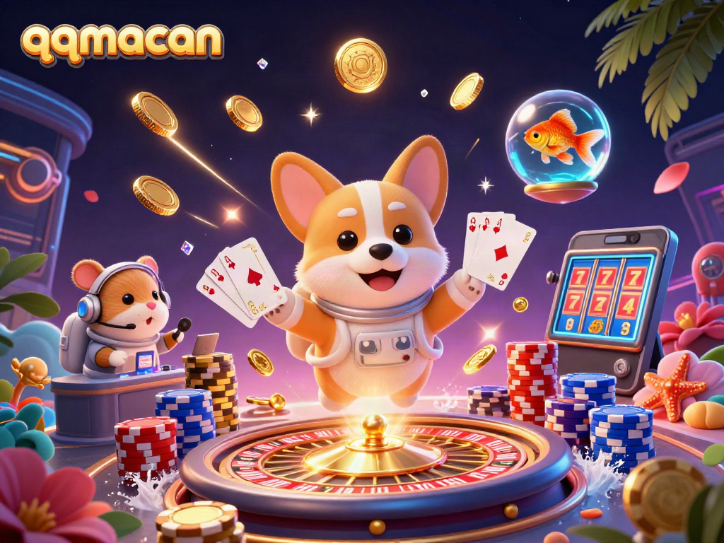 Join the fun at qqmacan's casino with vibrant characters and exciting gambling elements!