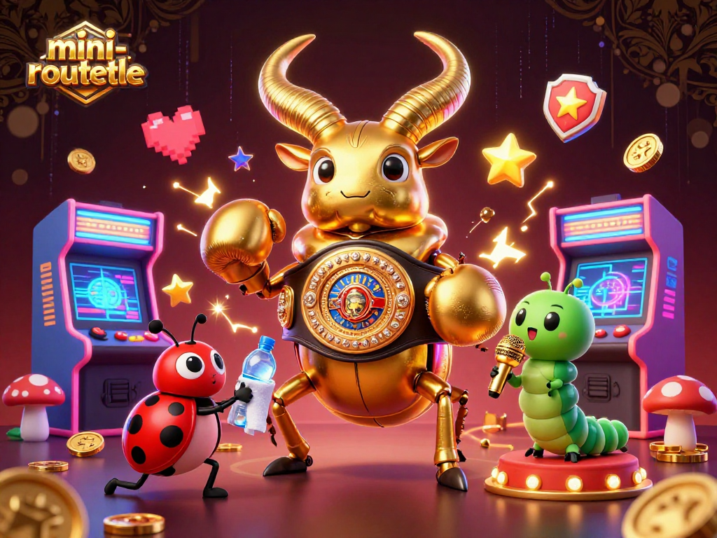 Experience the excitement of mini-roulette with vibrant casino elements and animated characters.