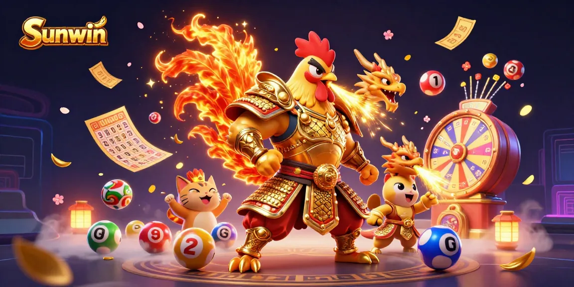 Experience thrilling wins at Sunwin with dynamic lottery and casino elements in an engaging 3D scene.