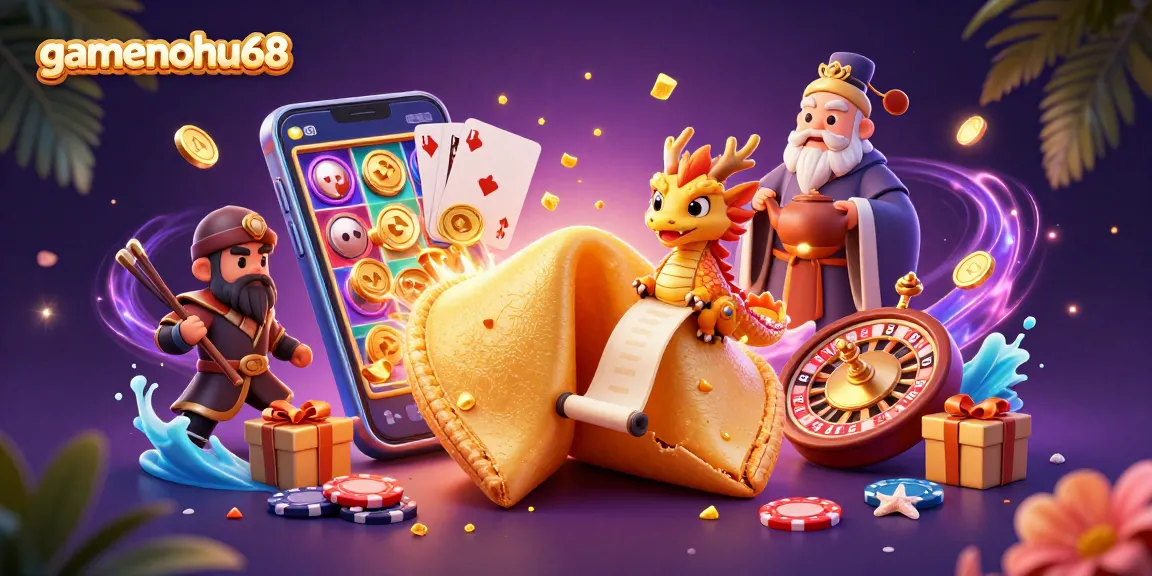 Engage in thrilling gameplay with gamenohu68 as the golden fortune cookie reveals exciting prizes.