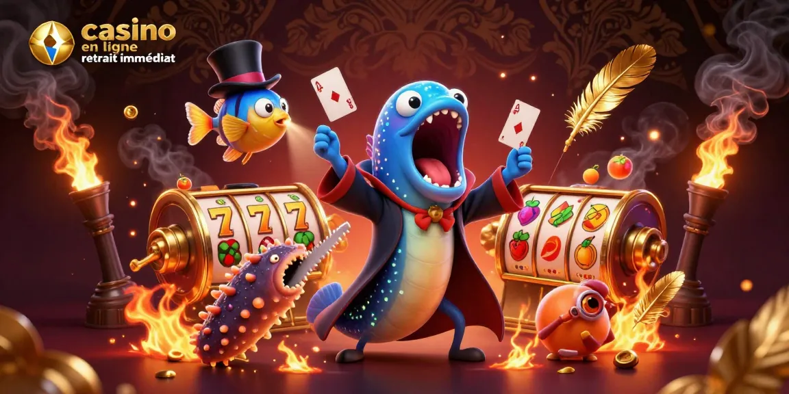 Plongez dans le monde du casino en ligne retrait immédiat avec une scène captivante de magie océanique et jeux d'argent.