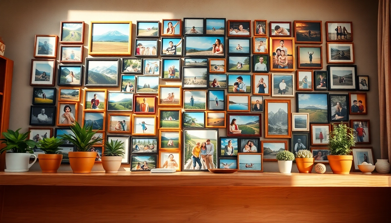 Create an inviting photo wall filled with cherished memories and vibrant images.