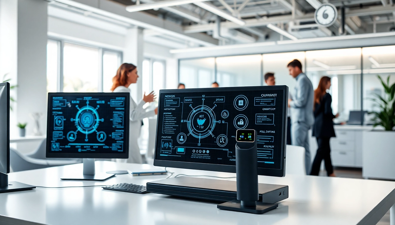AI agents collaborating seamlessly in a modern workspace with technology-driven efficiency.