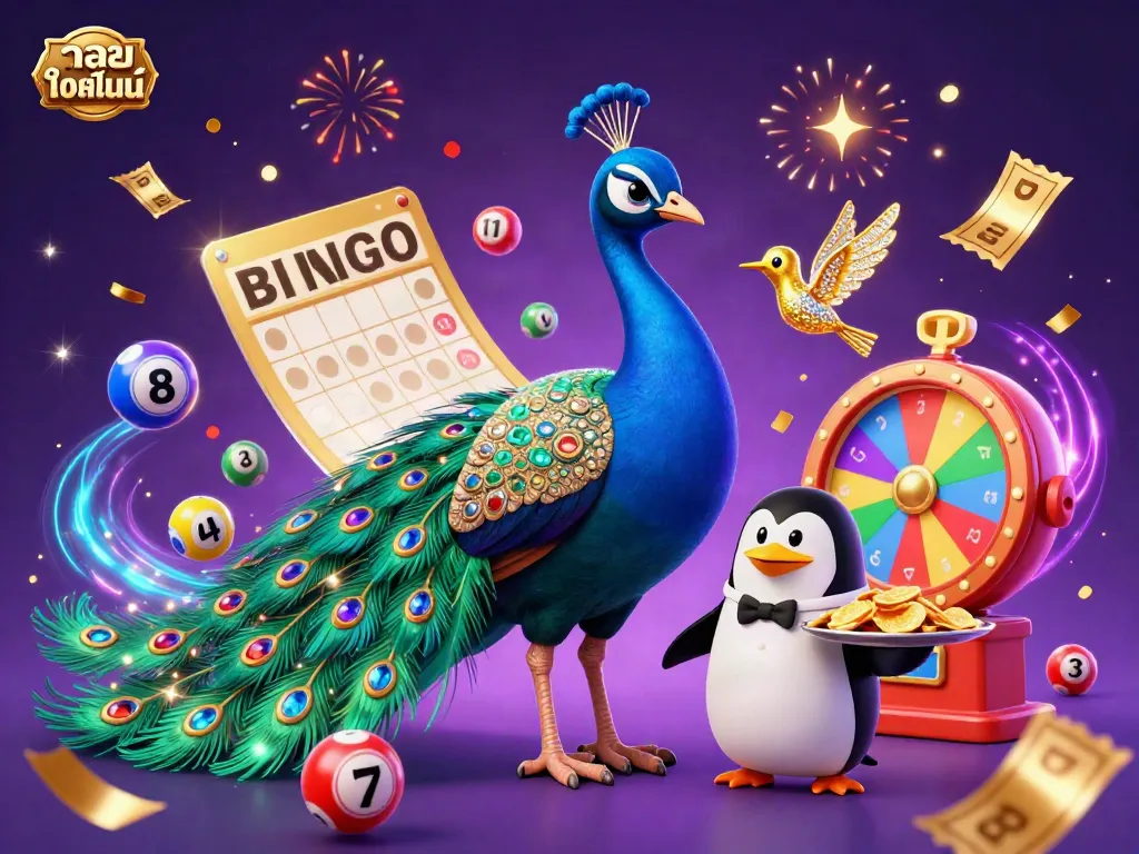 Experience exhilarating บอลออนไลน์ action with vibrant characters depicted in a festive digital illustration featuring lottery elements.