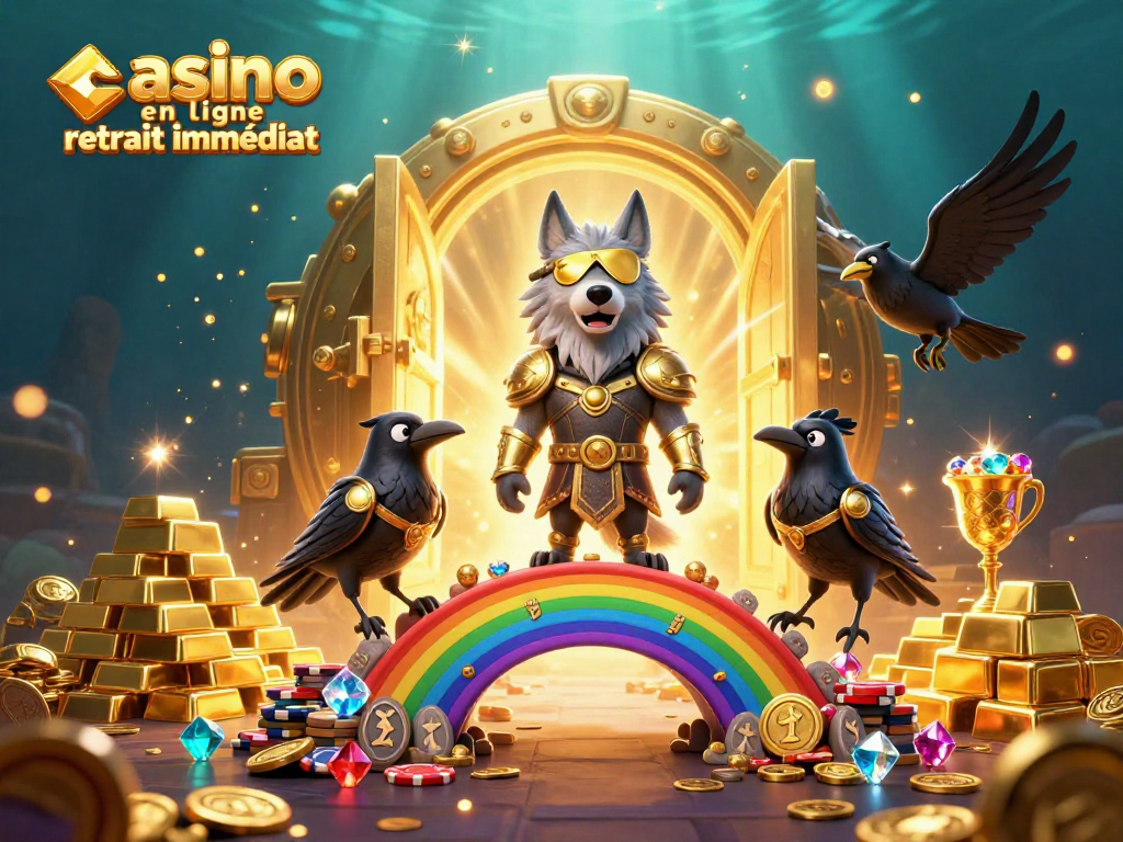 Découvrez les jeux sur le casino en ligne retrait immédiat avec une illustration pleine de trésors.