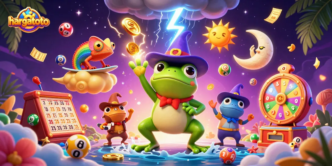 Experience hargatoto’s thrilling gaming atmosphere with colorful lottery elements and magical characters!