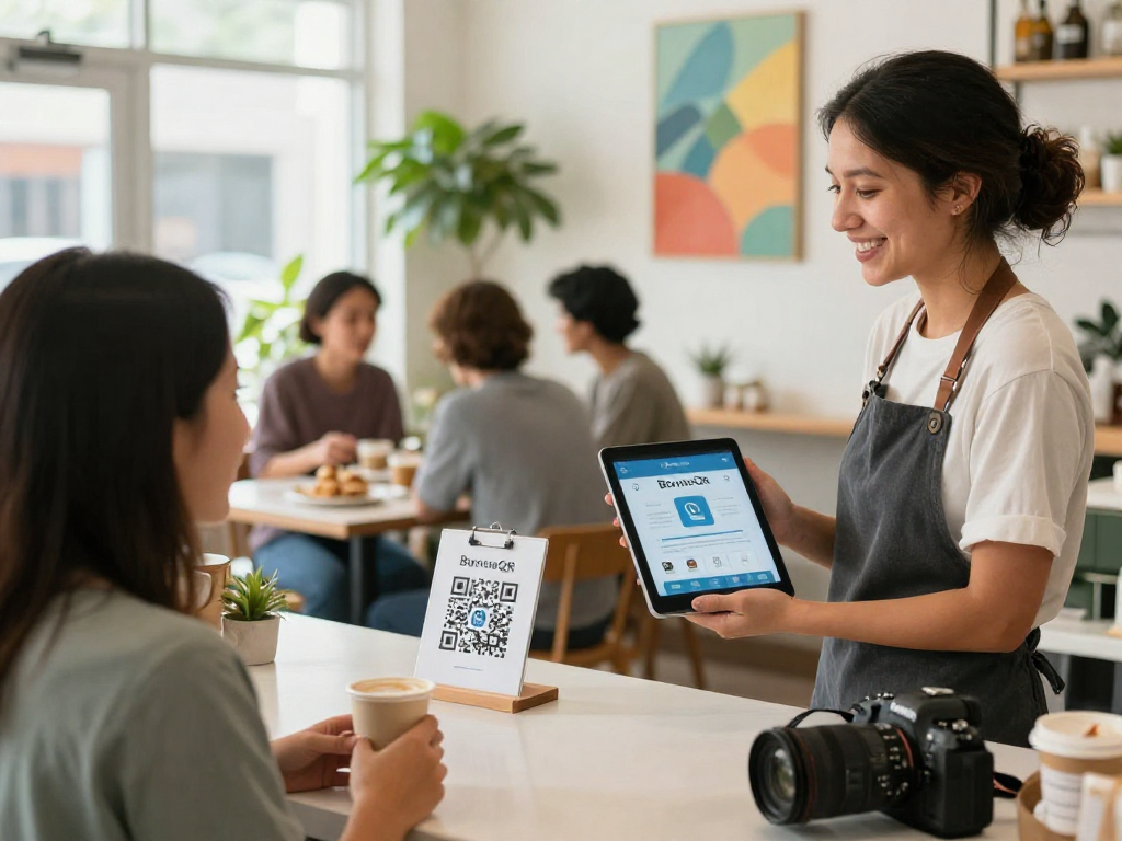 Boost loyalty with BonusQR digital rewards in vibrant café.
